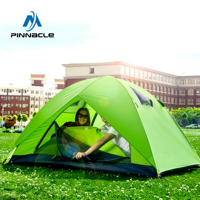 Wholesale pinnacle double-layer outdoor 2-3 people camping rainproof breathable aluminum pole glass pole tent