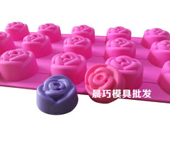 Silicone Cake Mold, 15-Hole Rose Mould, 15-Piece Round Rose Candle Molds, Ice Cube Trays, and DIY Soap Molds for Cookies