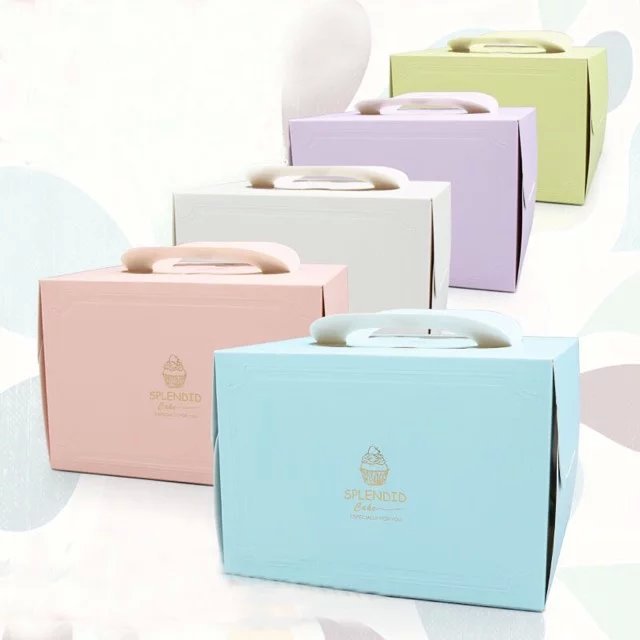 厂家直供  6寸欧式烫金 芝士蛋糕盒 手提生日蛋糕 白色底托