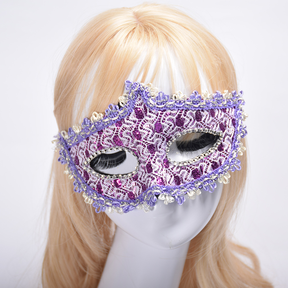 新款威尼斯面具 蕾丝水钻皮革面具 化妆舞会公主面具 包布面具