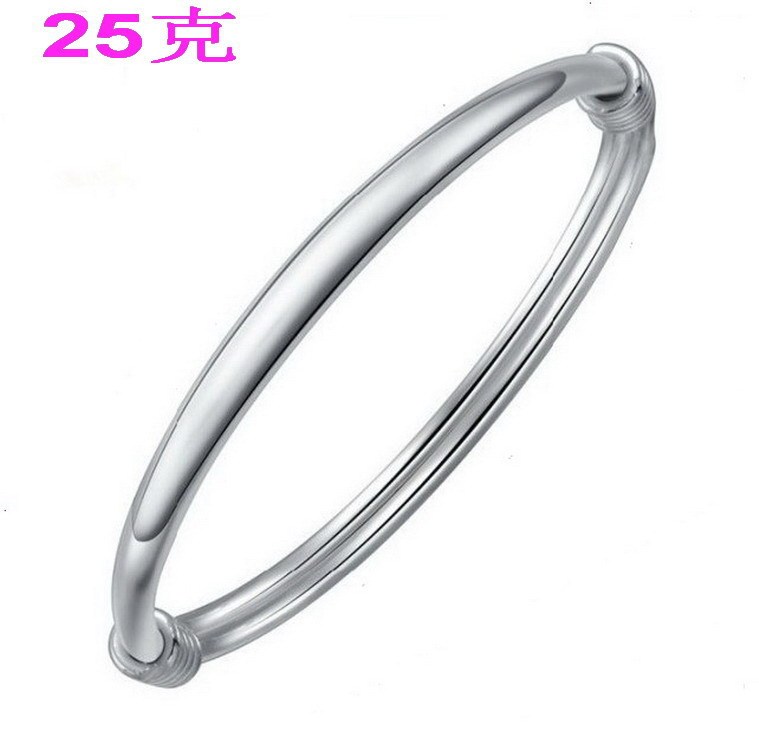 Sterling silver wholesale S990 sterling silver bracelet 999 sterling silver round belly smooth bracelet simple fashion women's bracelet jewelry