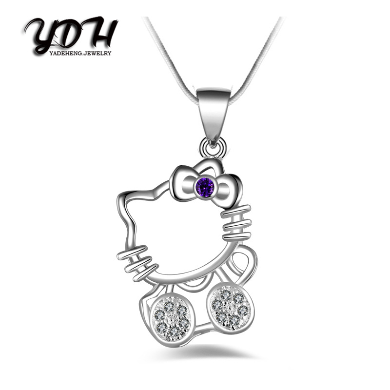 欧美kitty猫项链 kt猫项链 时尚镀银套链 AAA锆石饰品凯蒂猫项链