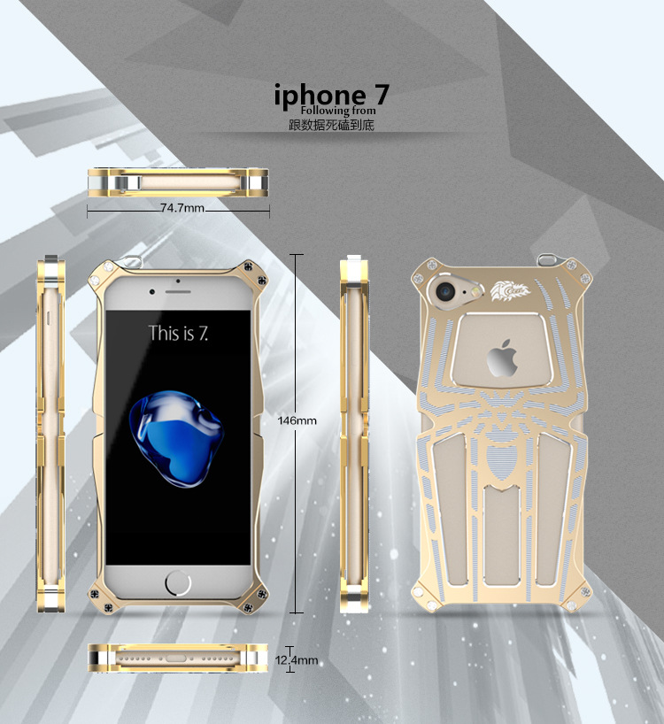 CECIL Spider-Man Aerospace Aluminum Shockproof Metal Shell Case Cover for Apple iPhone 7 & iPhone 7 Plus