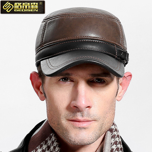 Elegant European and American Fashion Men's Duckbill Cap Flat Cap with Fleece Warm Hat Import Leather Hat Amazon AliExpress