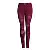 The fall of popular beggar hole thin women personality stretch slim pants color pants trousers and blast wave model