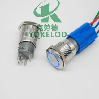 复位 不锈钢 19mm金属按钮开关 防水带环形LED灯 电脑开机键5只脚