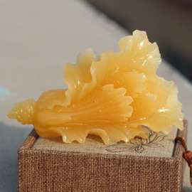 玉雕工艺品米黄玉白菜摆件黄玉白财家居客厅办公室摆饰品一件代发