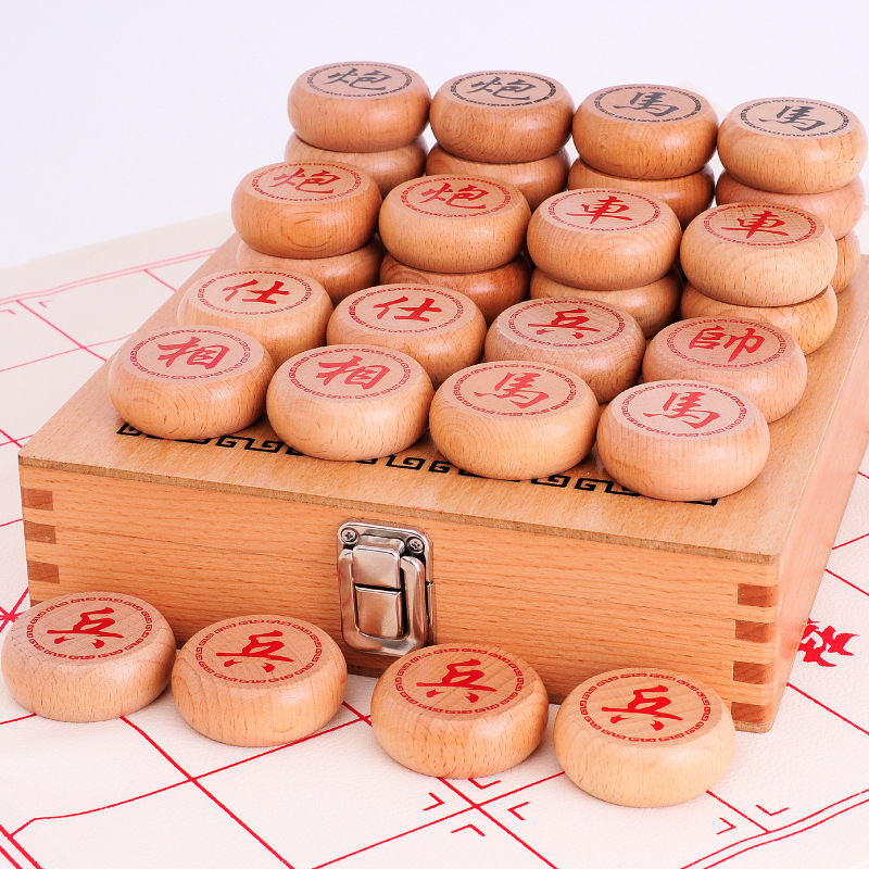 wooden  Chinese chess solid wood Large Gift box packaging Beech Leatherwear Checkerboard Manufactor Direct selling