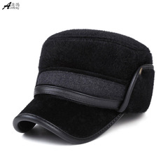 Flat Cap Winter Outdoor Warm Ear Protection Military Hat Thick Sea Lion Fur Simple Solid Color Hat for Middle-Aged and Elderly Wholesale