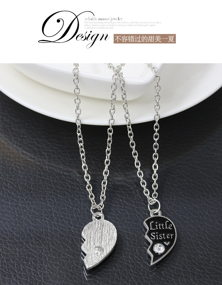 Fashion Letter Best Sister Heart Pendant Necklace display picture 6