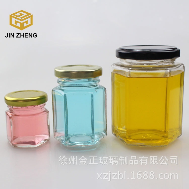 小六棱蜂蜜瓶一两到半斤蜂蜜瓶厂家现货定制批发密封无铅玻璃瓶