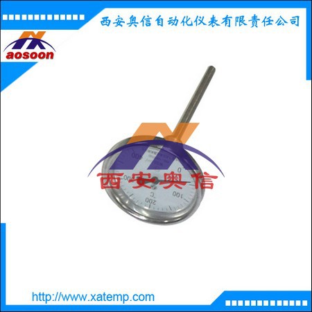 轴向型双金属温度计WSS-40 光杆双金属温度计 西安温度计厂家