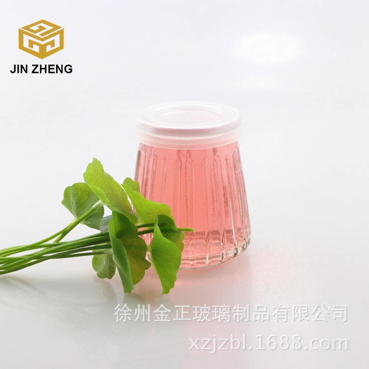 小号120ml 竖条纹玻璃酸奶瓶 慕斯杯布丁模具瓶 高白料包装瓶