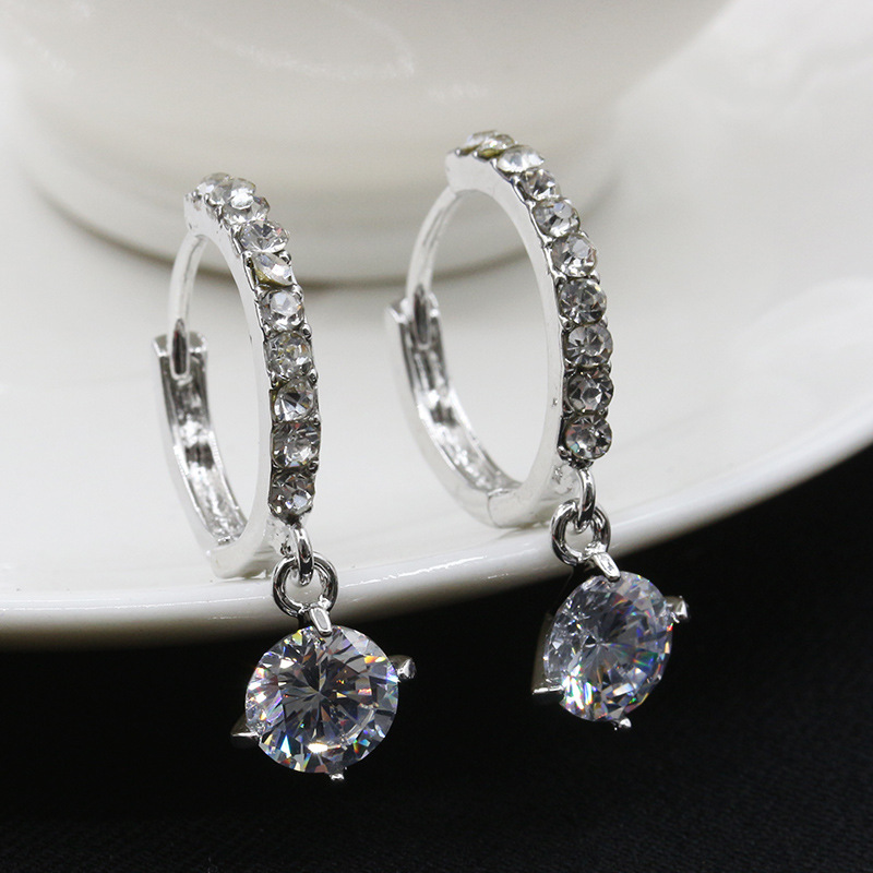 Korean Earrings Hearts And Arrows Zircon Earrings Full Diamond Crystal Earrings Wholesale display picture 6