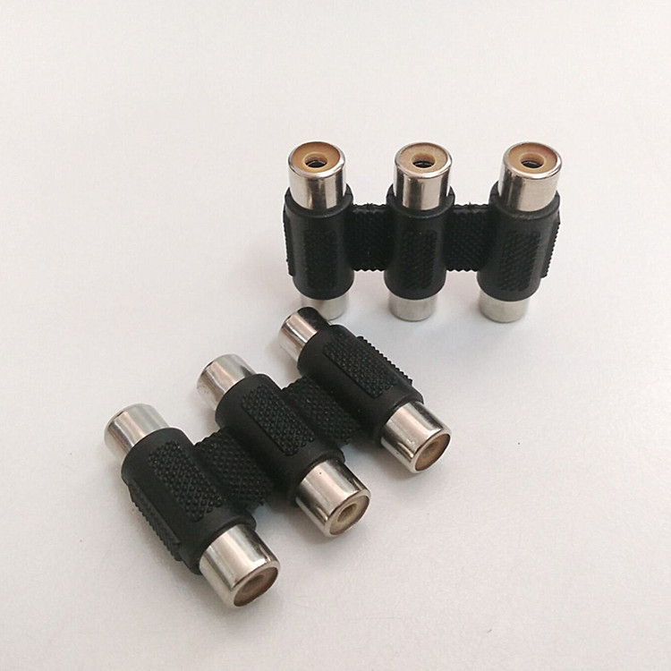 厂家直供RCA直通头 莲花插头 音频转接头 RCA三排直通头 母对母