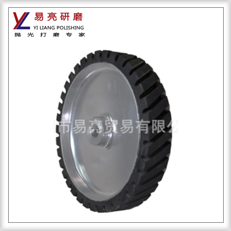YL厂家供应砂带机铝芯橡胶轮 抛光机挂胶轮350*50mm 五金塑胶铝轮