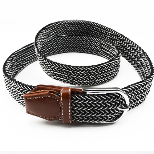 Canvas woven belt, non-hole elastic braided elastic belt, pin buckle, casual Korean style pants, wide width, suitable for men and women