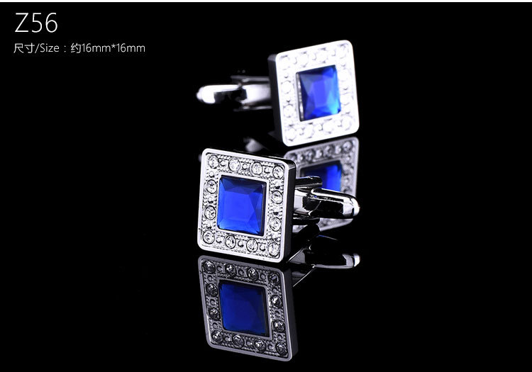 男士袖扣方格镶钻水晶法式衬衫袖钉花纹袖口扣批发cufflinks详情图6