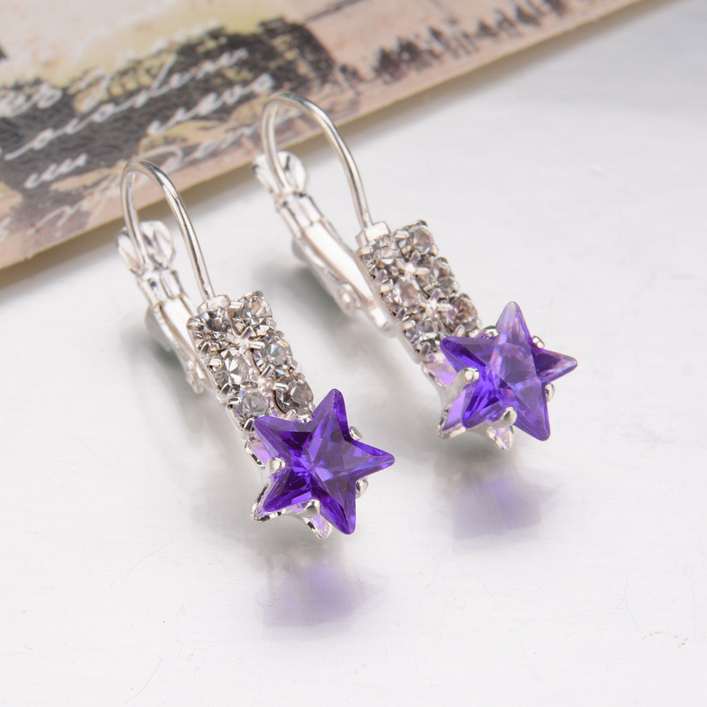 Star Crystal Hundred Earrings Beautiful Shiny Four-claw Diamond Earrings Women Wholesale display picture 8