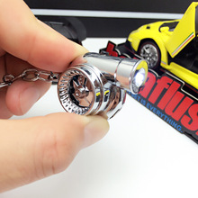 创意礼品汽车钥匙扣 USB充电带LED灯汽车改装涡轮增压金属钥匙扣