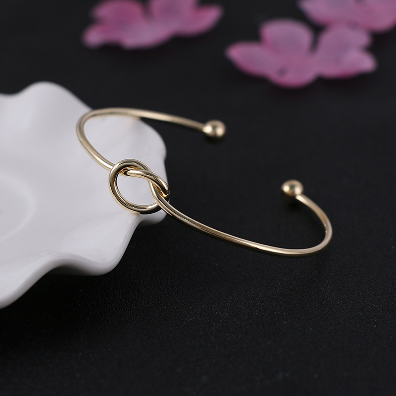 Korean Style Fashion Knot Bracelet Open Bangle Silver Alloy Personalized Jewelry Wholesale detail image 7
