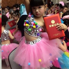 新款六一儿童爵士舞蹈亮片芭蕾现代舞演出表演服公主蓬蓬纱裙女