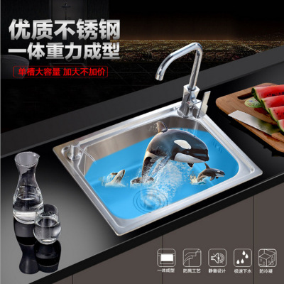 厨房304不锈钢水槽加厚一体拉伸单槽不锈钢洗菜盆水池洗手池批发|ms