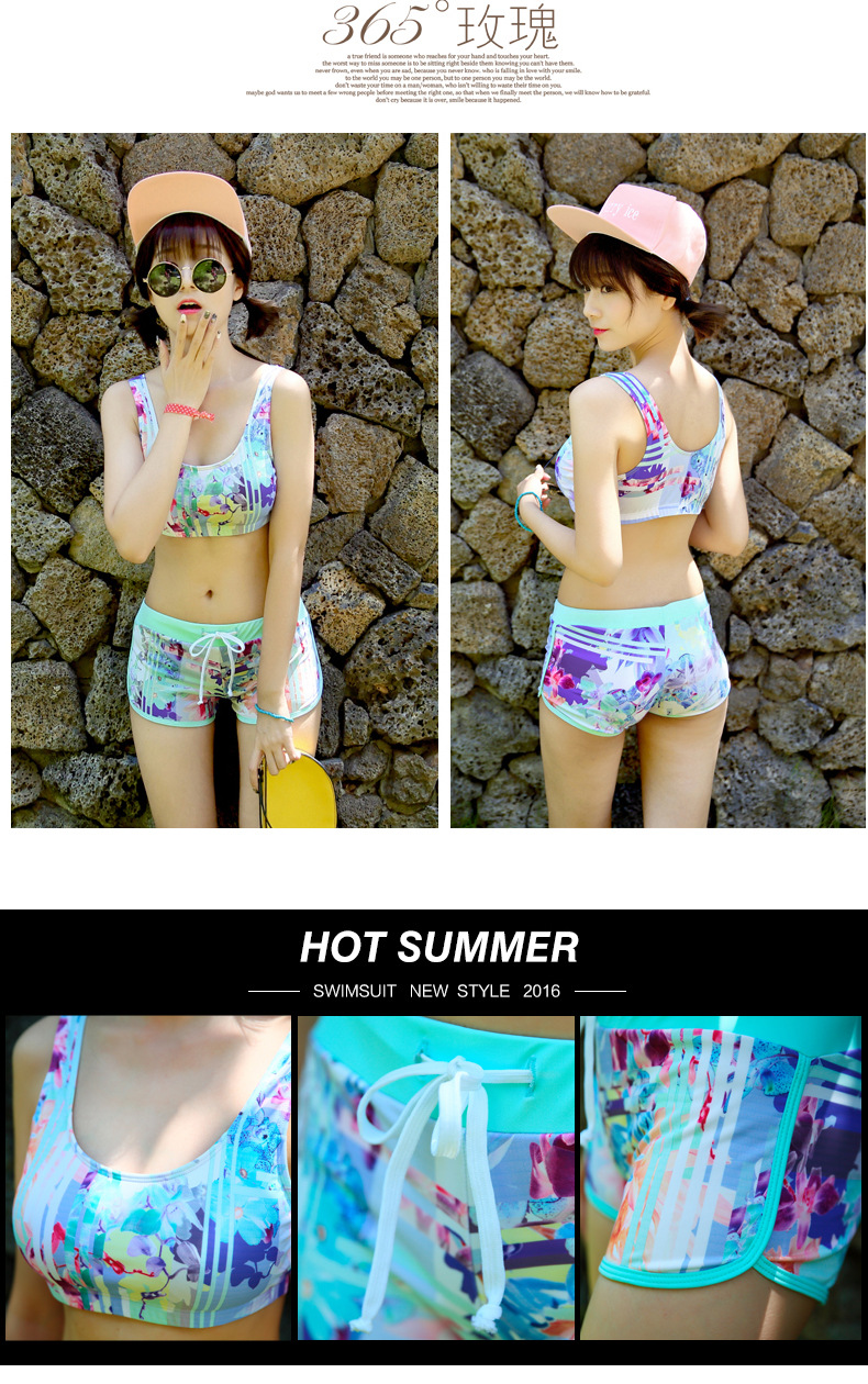 Thương hiệu áo tắm nữ bảo thủ ba mảnh chia tay boxer cỡ lớn mỏng chống nắng áo dài tay áo tắm mỏng bên bờ biển - Bộ đồ bơi hai mảnh 	đồ bơi 2 mảnh short