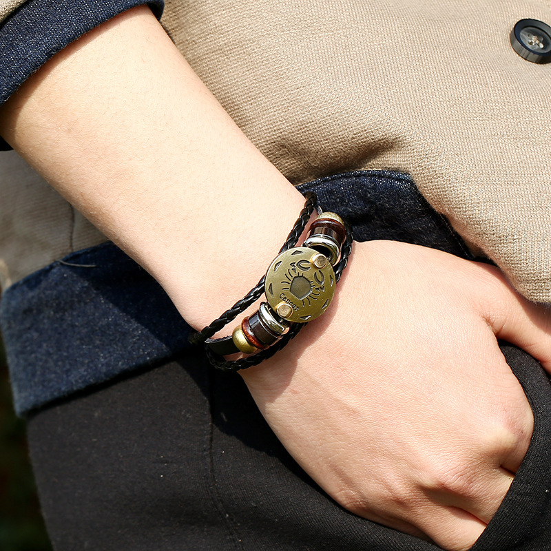 Fashion Constellation Pu Leather Handmade Bracelets