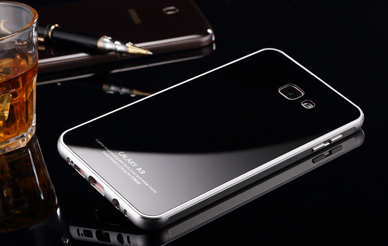 Luphie Aircraft Aluminum Metal Frame 9H Tempered Glass Back Cover Case for Samsung Galaxy A9 A9100 A9000