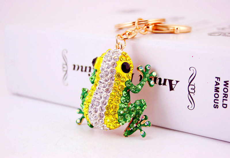 43g Weight Alloy, Metal Material Constellation Pattern Unisex Gender Creative New Cute Color Diamond Big Eye Frog Keychain 1