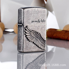 ZORRO/Samurai Brass Kerosene Lighter Eagle Wing Sticker Soar Higher Angel Wings
