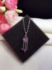 Crystal with amethyst, necklace, accessory, 925 sample silver, Korean style, Birthday gift, wholesale