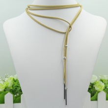 欧美外贸 时尚潮范 简约流行 绒线银头自由调节百搭长款毛衣项链