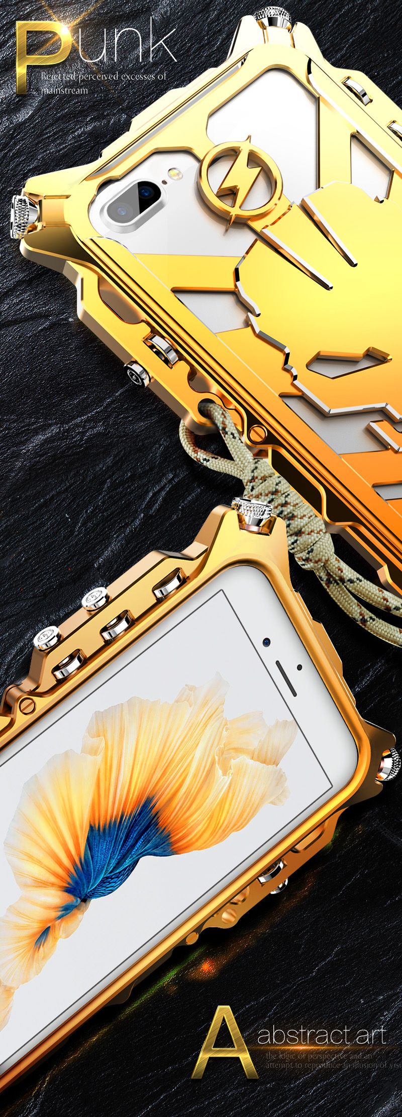 SIMON Mechanical Arm Skull Punk Premium Aluminum Metal Bumper Shockproof Case Cover for Apple iPhone 7 Plus & iPhone 7