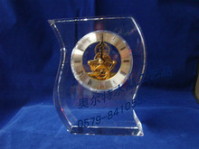 供应高档办公摆件水晶钟表水晶石英钟开业礼品