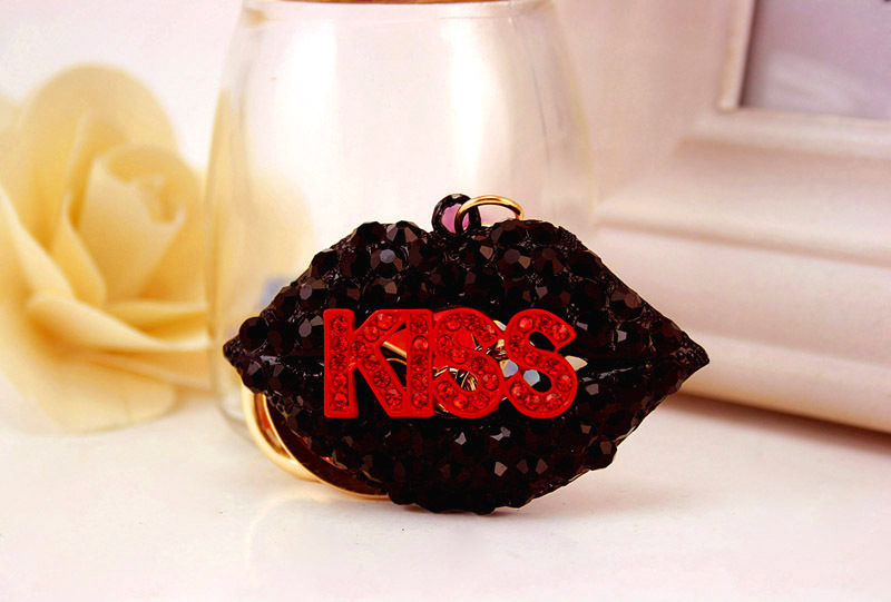 45g Weight Alloy, Metal Material Cartoon Pattern Unisex Gender Red, Black Color Korean Fashion Exquisite Sexy Red Lips Key Chain Pendant 7