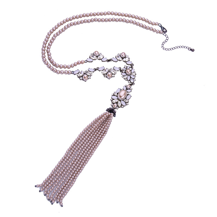 Korean Style Long Fringed Pearl Necklace National Fashion Ethnic Sweater Chain Fashion Temperament Necklace Internet Influencer Street Snap Necklace display picture 8