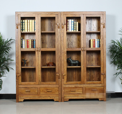 Old Elm cabinet Aniseed Bookcase solid wood File cabinet Lockers Simplicity Bookcase wholesale farmland not yet tilled after harvest Customized