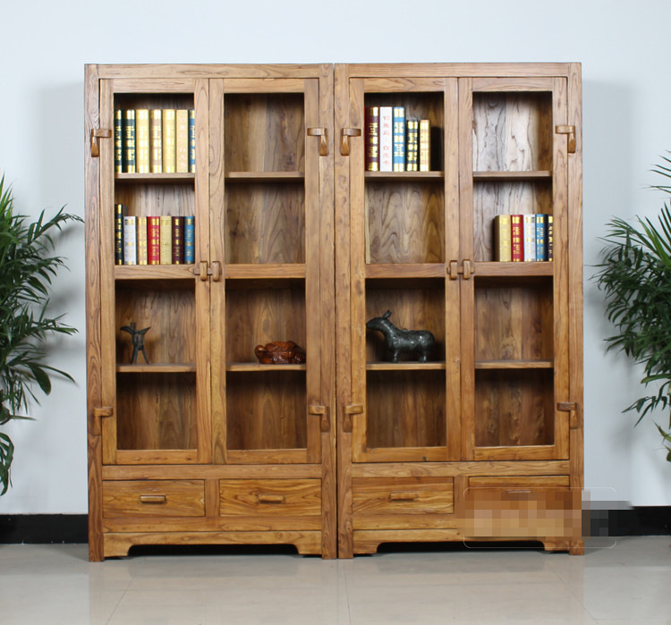 Old Elm cabinet Aniseed Bookcase solid wood File cabinet Lockers Simplicity Bookcase wholesale farmland not yet tilled after harvest Customized