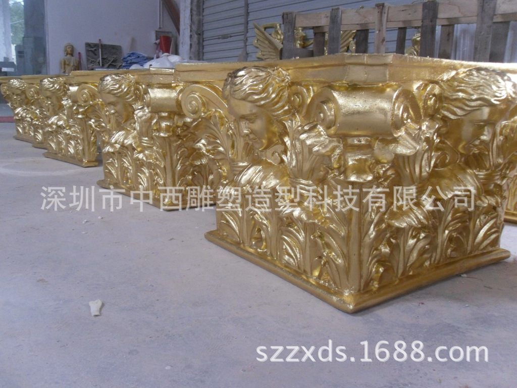 【中西工厂】供应好品质贴金箔罗马柱头 纤维欧式玻璃钢罗马柱