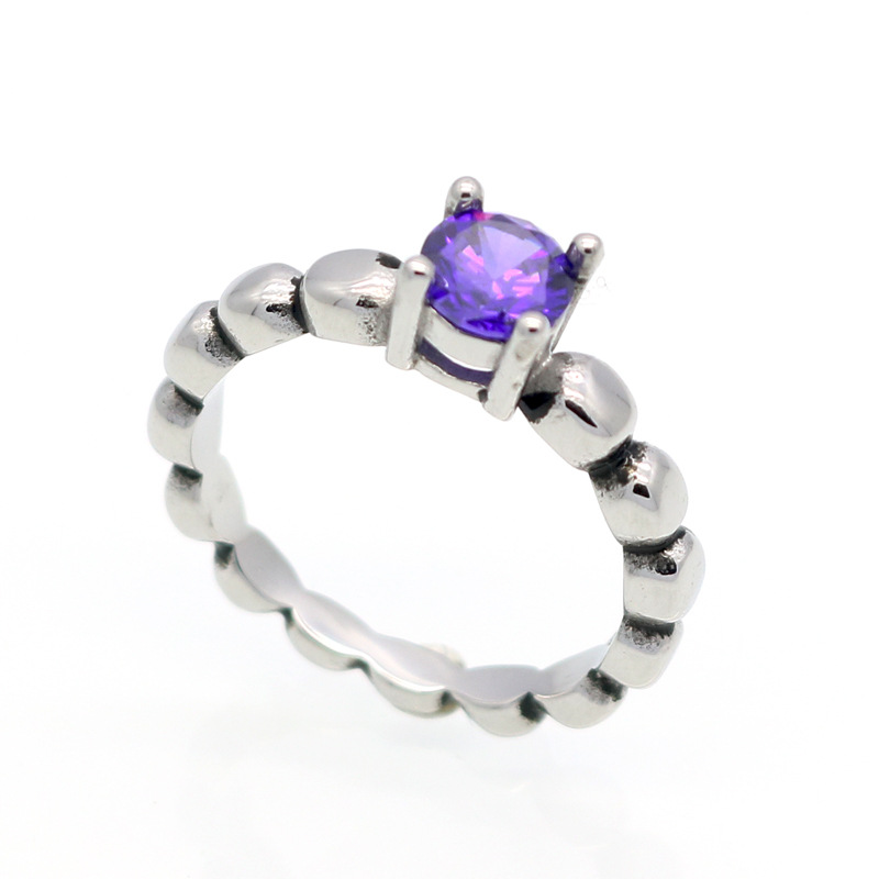 Retro ring stainless steel with zircon