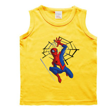 欧美外贸夏季新款速卖通ebay儿童背心T恤 蜘蛛侠网棉儿童T恤