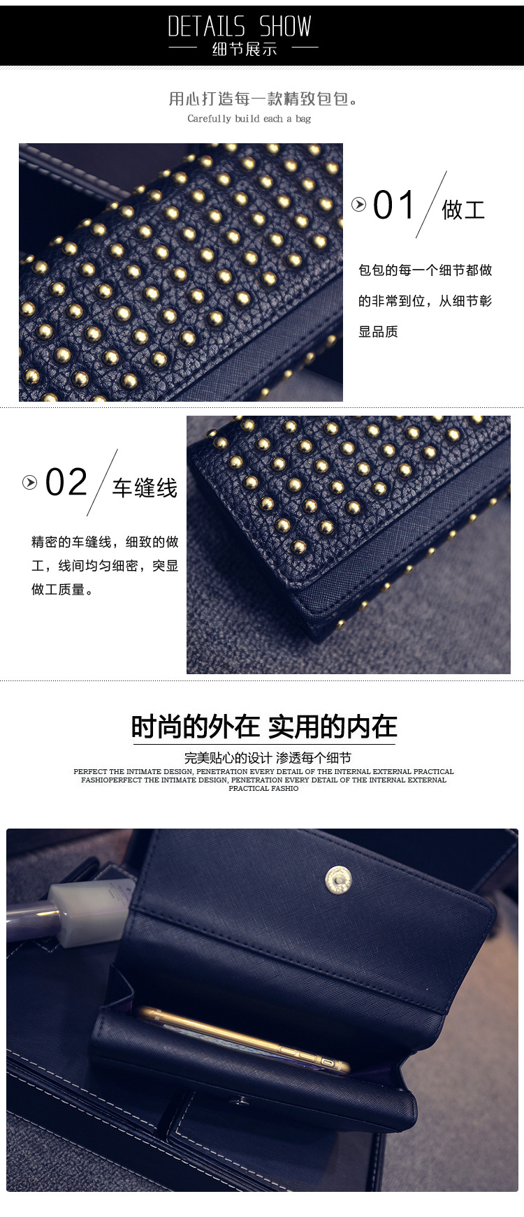 191g Weight Synthetic Leather Lining Material Flip Cover Closure Type Business Occasion Pu Leather Material Solid Color Pattern Women'S Gender Fashion Style Square Shape Grey, Black Color New Punk Style Fashion  Long Double Cover Wallet 11