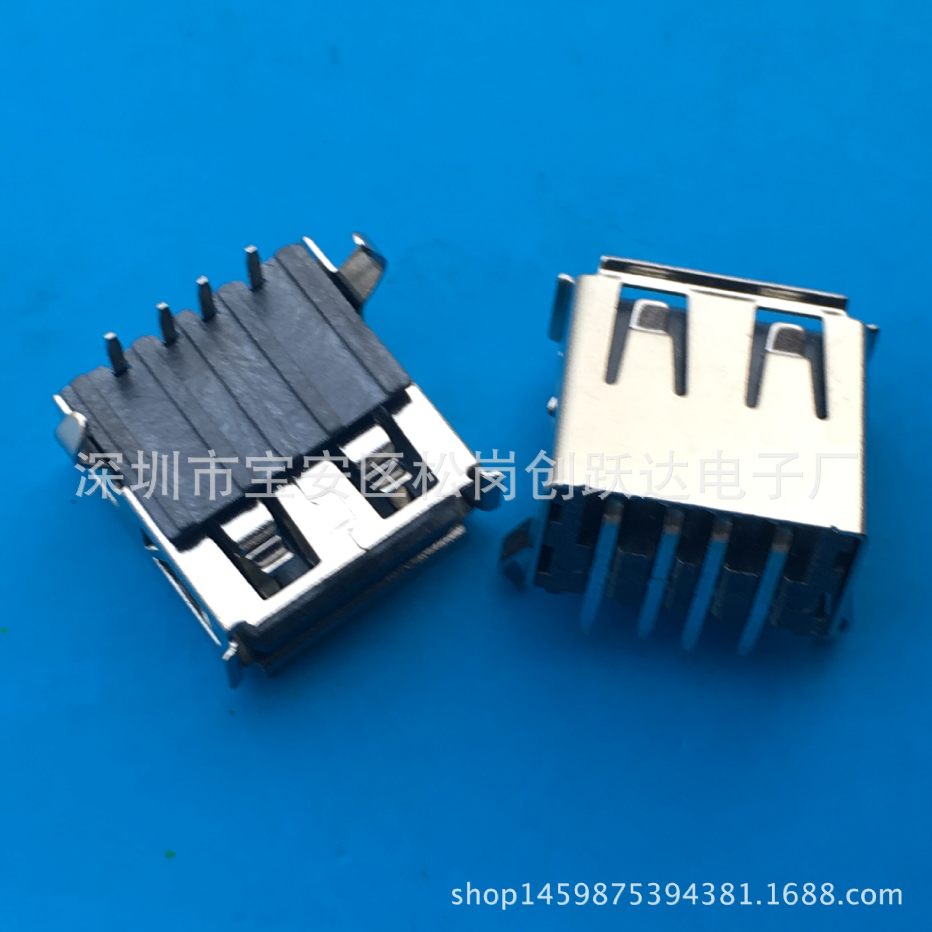 浅绿色双层母座 USB 10.5mm短体A母180度双层直插直脚dip直边彩色-阿里巴巴