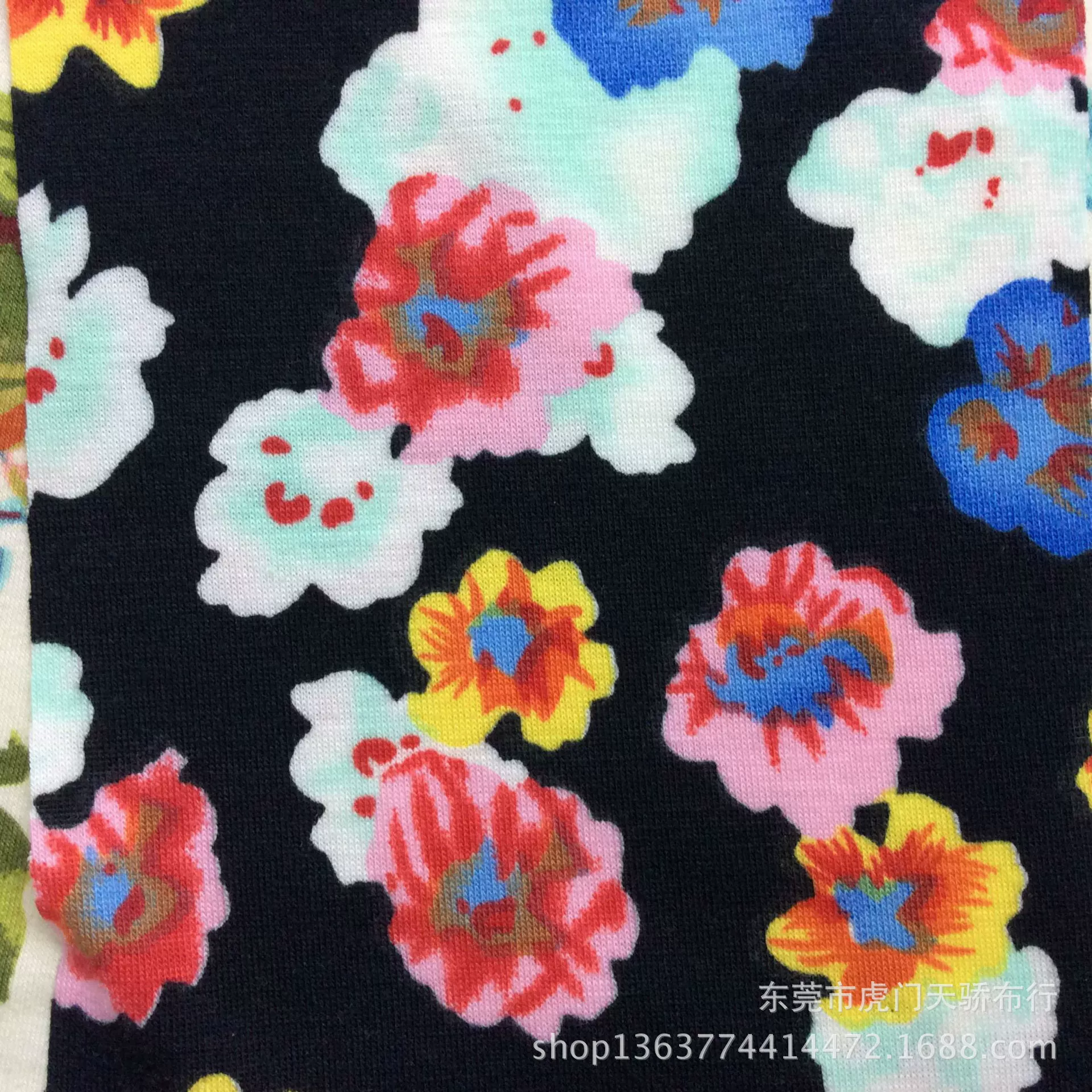 Spot supply knitting single jersey printing knitting imitation cotton pull frame printing small floral dress hair accessories
