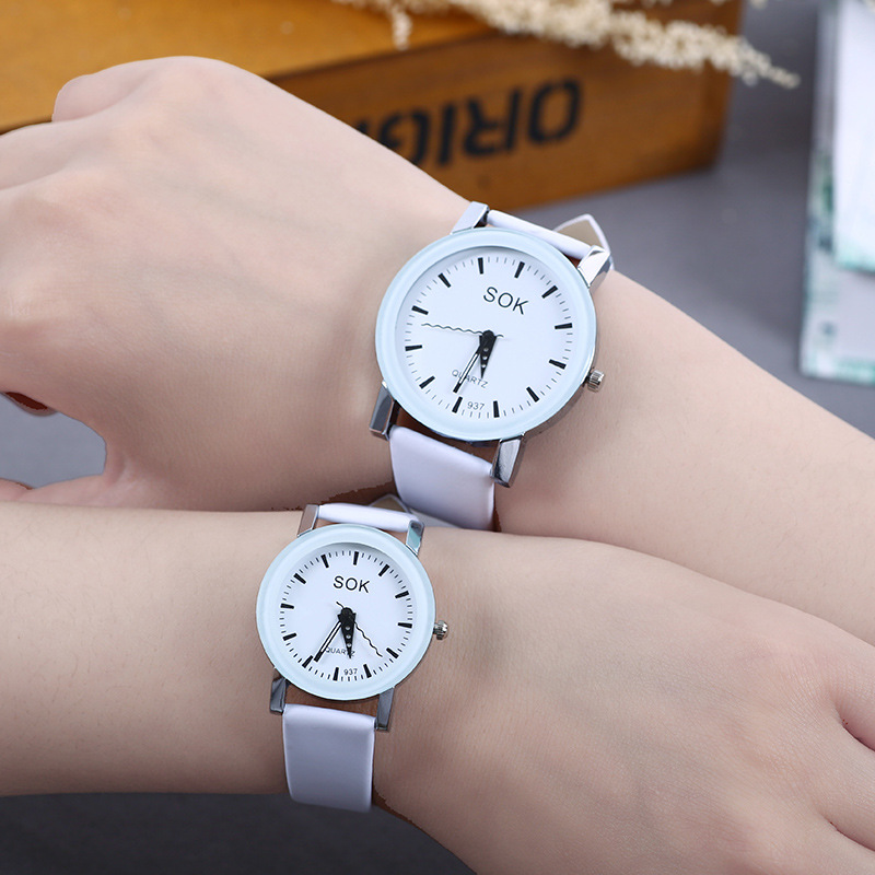 2015新款包邮速韩男女士表皮带真皮手表潮流个性SOK韩版石英批发