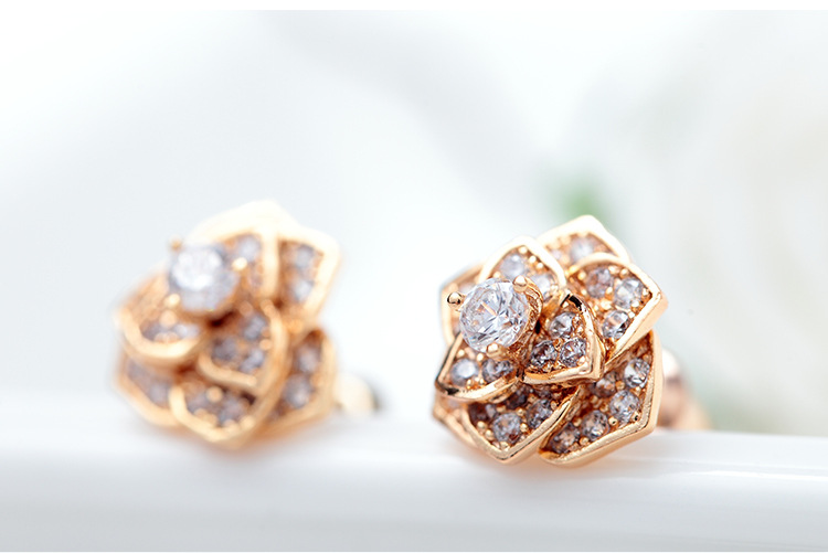 Jinse Plainte En Acier Aiguille Boucles D'oreilles Coréenne Frais Style Fleur Personnalité Incrusté Aaa Zircon display picture 7