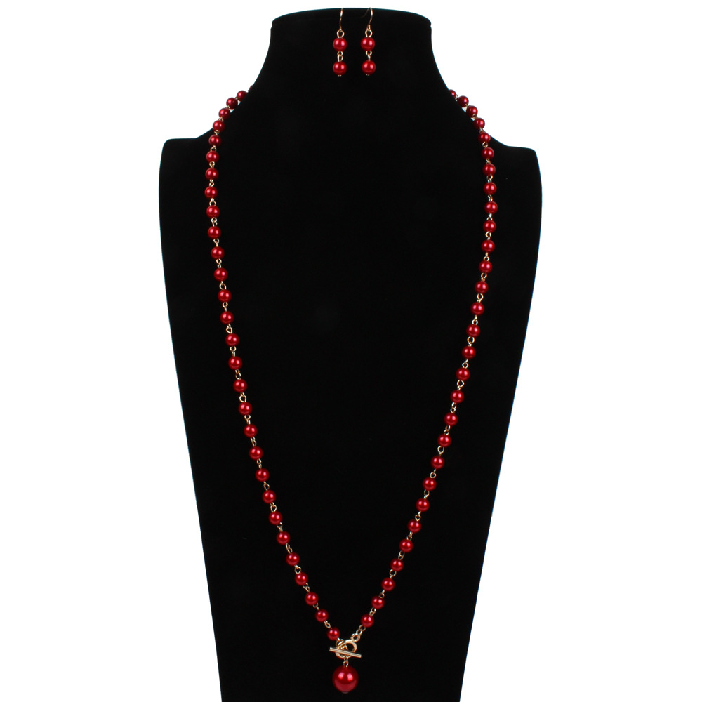 Occident and the United States pearlNecklace Set (red)NHCT0061-red