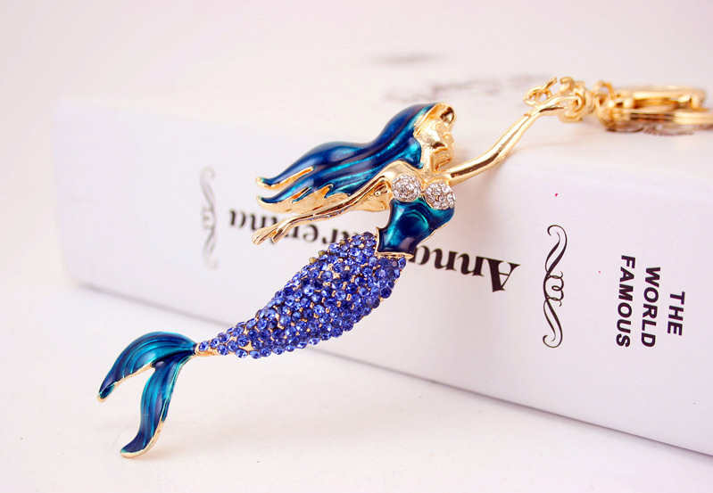 Korean Creative Cute Diamond Mermaid Rhinestone  Keychain display picture 16